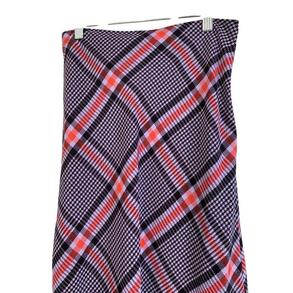 Fleur Du Mal Tanzanite Sz 4 check Midi Slip Skirt With Side Slit Silk New 8304 - Picture 7 of 14